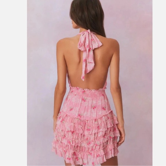 NWT Love Shack Fancy Cherry Pink Quintelle Dress Medium - Picture 5 of 7